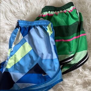 Nike Girls' Athletic Shorts in Blue, Green & Pink Accents